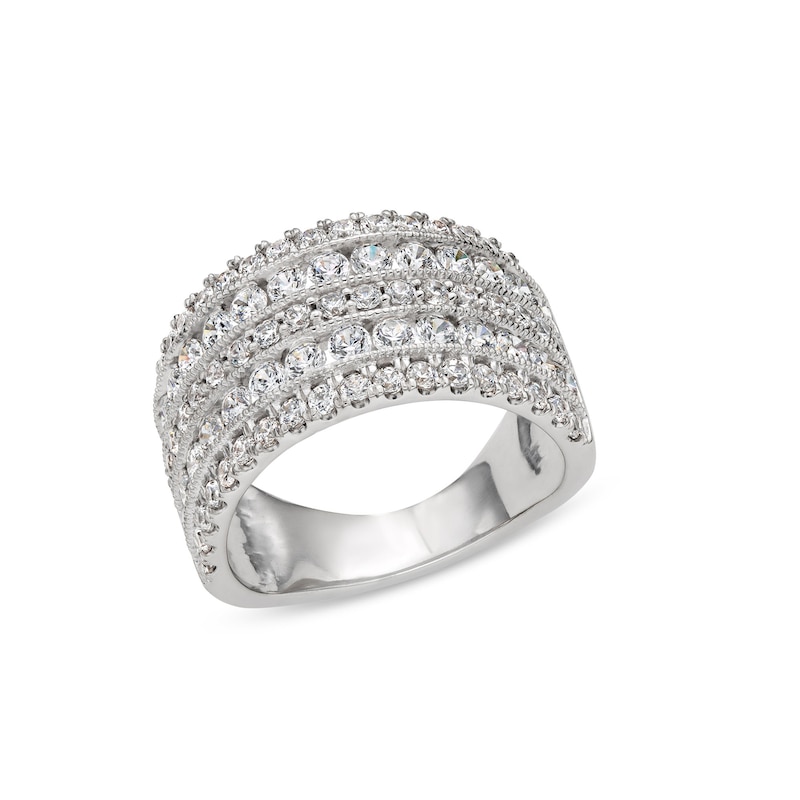 Previously Owned - 2.00 CT. T.W. Certified Lab-Grown Diamond Multi-Row Vintage-Style Ring in Sterling Silver (I/SI2)