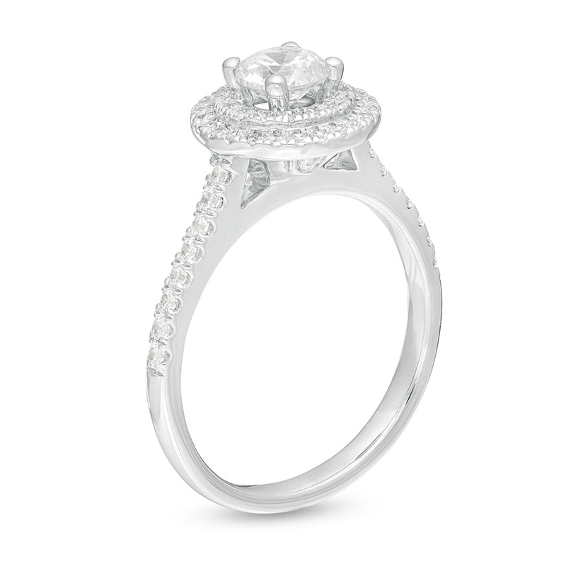 Previously Owned - 1.00 CT. T.W. Certified Lab-Grown Diamond Double Frame Engagement Ring in 14K White Gold (F/SI2)