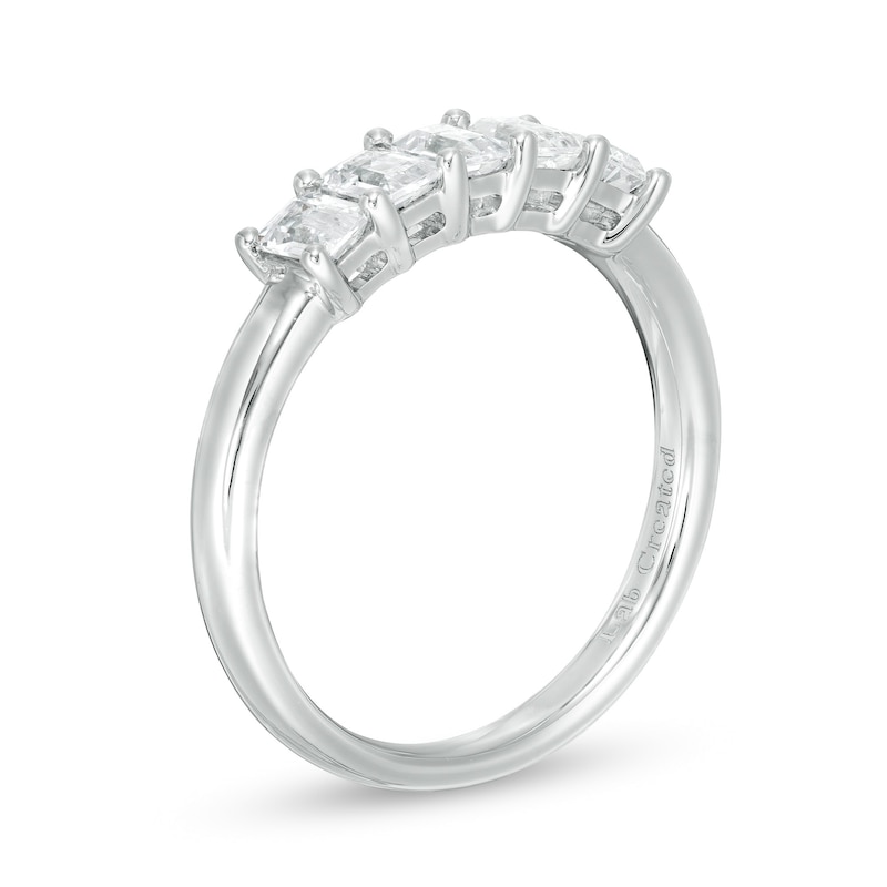 Previously Owned - 1.00 CT. T.W. Certified Emerald-Cut Lab-Grown Diamond Five Stone Anniversary Band in 14K White Gold (F/SI2)