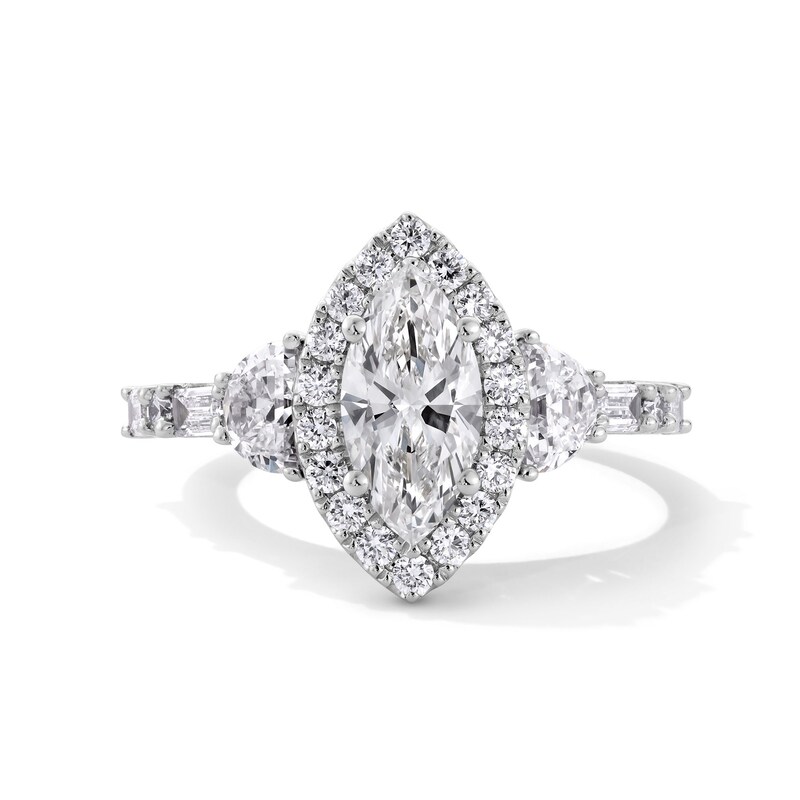 Previously Owned - Emmy London 2.30 CT. T.W. Marquise-Cut Certified Lab-Grown Diamond Frame Engagement Ring in 18K White Gold (F/VS2)