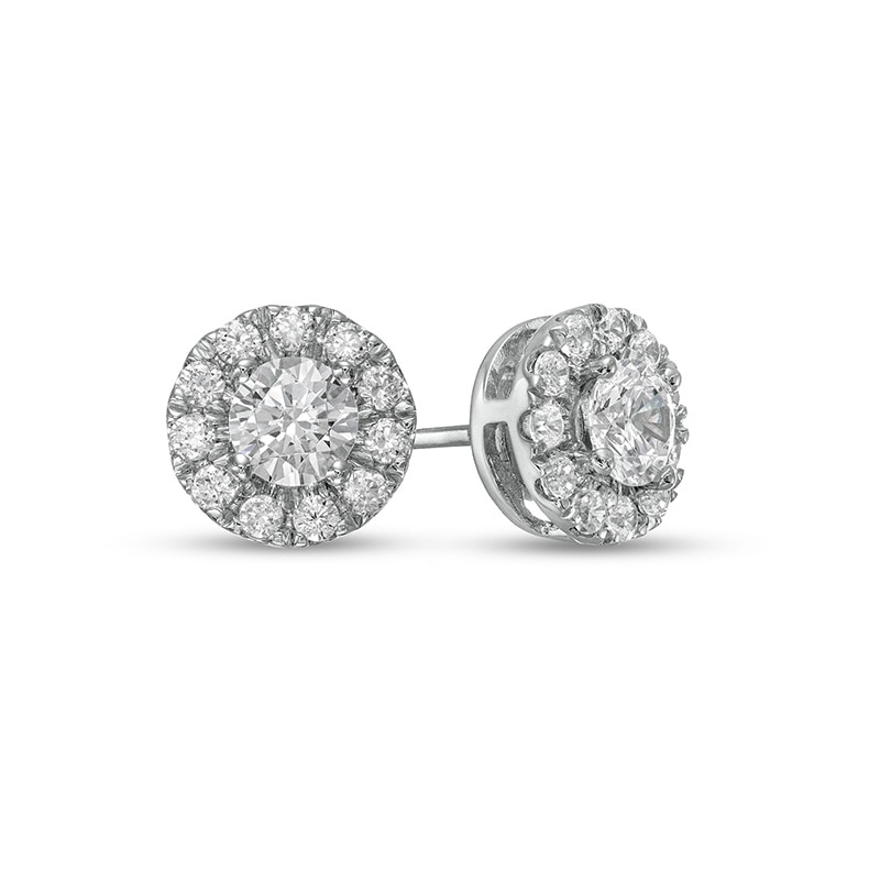Previously Owned - 1.00 CT. T.W. Certified Lab-Grown Diamond Frame Stud Earrings in 14K White Gold (F/SI2)
