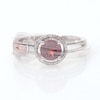 5.7mm Garnet and Diamond Accent Frame Split Shank Ring in Sterling Silver