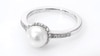 Vera Wang Love Collection 7.5-8.0mm Freshwater Cultured Pearl and Diamond Accent Ring in Sterling Silver