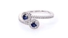 Vera Wang Love Collection Blue Sapphire and 0.18 CT. T.W. Diamond Bypass Ring in Sterling Silver