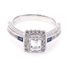 Vera Wang Love Collection 1.20 CT. T.W. Emerald-Cut Diamond and Blue Sapphire Engagement Ring in 14K White Gold