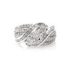 1.00 CT. T.W. Baguette and Round Diamond Three Stone Multi-Row Bypass Ring in Sterling Silver