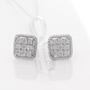 0.117 CT. T.W. Composite Diamond Square Pendant and Stud Earrings Set in Sterling Silver