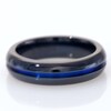 Radiance by Edward Mirell Men's 6.0mm Comfort Fit Blue Anodized Wedding Band in Black Titanium