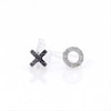 Vera Wang Love Collection 0.04 CT. T.W. Diamond and Blue Sapphire "XO" Stud Earrings in Sterling Silver
