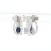 Oval Lab-Created Blue Sapphire and 0.085 CT. T.W. Diamond Split Swirl Drop Earrings in Sterling Silver