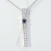 3.0mm Princess-Cut Lab-Created Blue Sapphire and Diamond Accent Bar Pendant in Sterling Silver