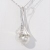 7.0mm Freshwater Cultured Pearl and Diamond Accent Flower Drop Pendant in Sterling Silver