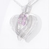 Graduated Lab-Created Pink Sapphire and Diamond Accent Beaded Heart Outline Pendant in Sterling Silver