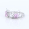 5.0mm Heart-Shaped Lab-Created Pink Sapphire and Diamond Accent Tiara Ring in 10K White Gold