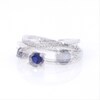 Lab-Created Blue Sapphire and 0.065 CT. T.W. Diamond Open Split Shank Ring in Sterling Silver