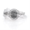 Oval Lab-Created Black Sapphire and 0.085 CT. T.W. Diamond Frame Triple Row Split Shank Ring in Sterling Silver