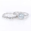 6.0mm Cushion-Cut Aquamarine and 0.22 CT. T.W. Diamond Frame Art Deco Bridal Set in 10K White Gold
