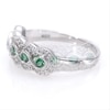 Lab-Created Emerald and White Sapphire Frame Five Stone Ring in Sterling Silver