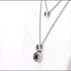 Lab-Created Blue and White Sapphire Frame Double Strand Necklace in Sterling Silver - 20"