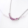 Graduated Lab-Created Ruby Curved Bar Necklace in Sterling Silver