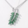Marquise Lab-Created Emerald and Diamond Accent Leaf Pendant in Sterling Silver