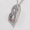 Lab-Created White Sapphire Tilted Double Heart Pendant in Sterling Silver and 10K Rose Gold