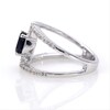Oval Lab-Created Blue and White Sapphire Double Row Open Shank Ring in Sterling Silver