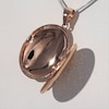 Lab-Created White Sapphire Leaf Vine Oval Locket in Sterling Silver with 18K Rose Gold Plate