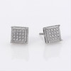 Men's 0.115 CT. T.W. Square-Shaped Multi-Diamond Textured Frame Stud Earrings in Sterling Silver