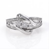 Diamond Accent Three Stone Bypass Ring in Sterling Silver