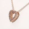 Lab-Created White Sapphire Heart Outline Necklace in Sterling Silver with 18K Rose Gold Plate