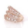 Baguette and Round Lab-Created White Sapphire Multi-Row Ring in Sterling Silver with 18K Rose Gold Plate - Size 7