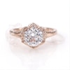 8.0mm Lab-Created White Sapphire Flower Frame Ring in Sterling Silver with 18K Rose Gold Plate - Size 7