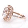 Emerald-Cut Lab-Created White Sapphire Frame Art Deco Ring in Sterling Silver with 18K Rose Gold Plate - Size 7