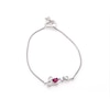 5.0mm Heart-Shaped Lab-Created Ruby and White Sapphire "Love" and Arrow Toggle Bracelet in Sterling Silver - 7.25"