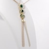 Lab-Created Emerald Three Stone Rope Frame Tassel Dangle Pendant in Sterling Silver with 14K Gold Plate