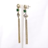 Lab-Created Emerald and 0.066 CT. T.W. Diamond Tilted Square Tassel Drop Earrings in Sterling Silver with 14K Gold Plate