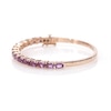 Sideways Oval Amethyst Line Bangle in Sterling Silver with Rose Rhodium