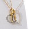Black Diamond Accent Tilted Loop Heart Outline Pendant in 10K Gold