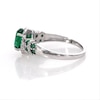 Oval Lab-Created Emerald and White Sapphire Frame Double Row Ribbon Wrap Ring in Sterling Silver