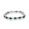 Oval Lab-Created Emerald and White Sapphire Cluster Line Bracelet in Sterling Silver - 7.25"