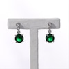 5.0mm Lab-Created Emerald and White Sapphire Trio Linear Drop Earrings in Sterling Silver