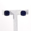 5.0mm Cushion-Cut Lab-Created Sapphire Solitaire Stud Earrings in Sterling Silver