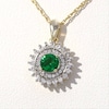 4.8mm Lab-Created Emerald and White Sapphire Sunburst Double Frame Pendant in Sterling Silver with 14K Gold Plate
