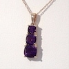Cushion-Cut Amethyst Graduated Linear Three Stone Drop Pendant in 10K Rose Gold