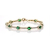 Oval Lab-Created Emerald and White Sapphire Station Bar Bracelet in Sterling Silver with 14K Gold Plate - 7.25"