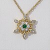 3.0mm Lab-Created Emerald and White Sapphire Snowflake Pendant in Sterling Silver with 14K Gold Plate