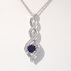 4.8mm Lab-Created Blue Sapphire and Diamond Accent Cascading Flame Pendant in Sterling Silver