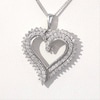 Thumbnail Image 4 of 0.95 CT. T.W. Diamond Double Row Shadow Heart Pendant in 10K White Gold