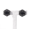 1.37 CT. T.W. Enhanced Black and White Diamond Hexagonal Frame Stud Earrings in 10K White Gold with Black Rhodium